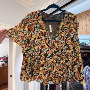 Madewell XL Floral Peplum Wrap Top